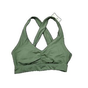 READ Offline By Aerie Real Me Ruched Sports Bra Green Size XS Padded Lined